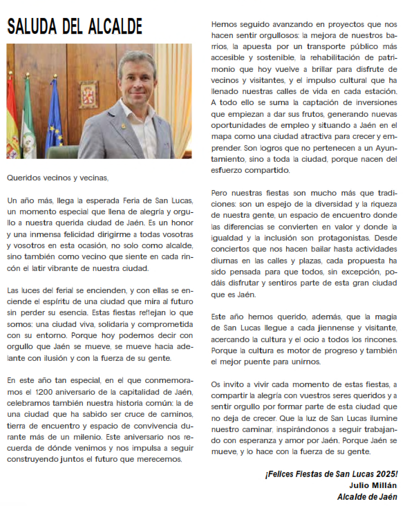 2025 - Feria San Lucas - Saluda del alcalde